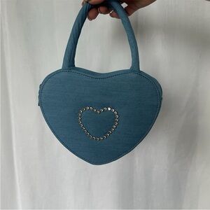 Olivia Miller denim Heart-Shaped Blue Handbag